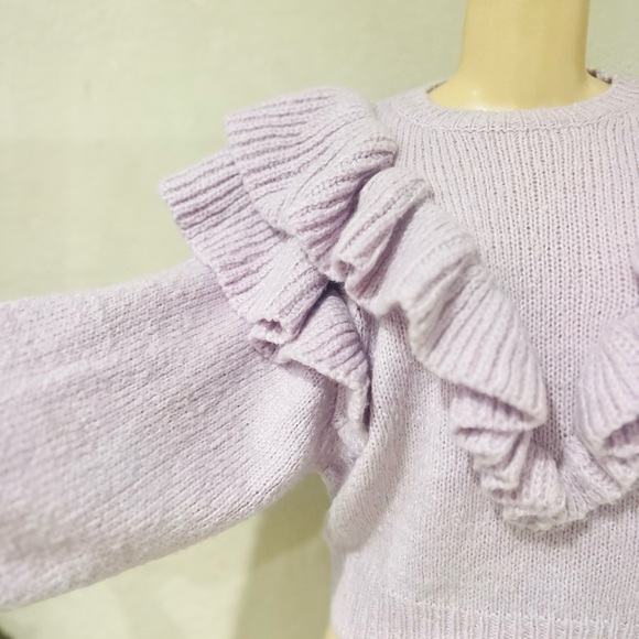 Zara | Knit Sweater with Ruffle Trims lilac size small - Picture 11 of 11